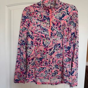 Lilly Pulitzer Weekender Half Zip La Playa Medium Green Blue Pink Luxletic